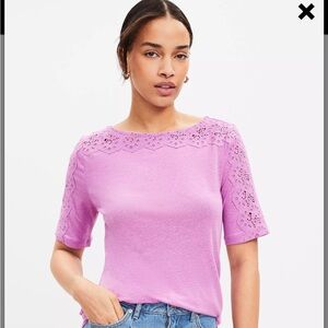 Loft Lace Trim Linen Blend 2 Pack Tees